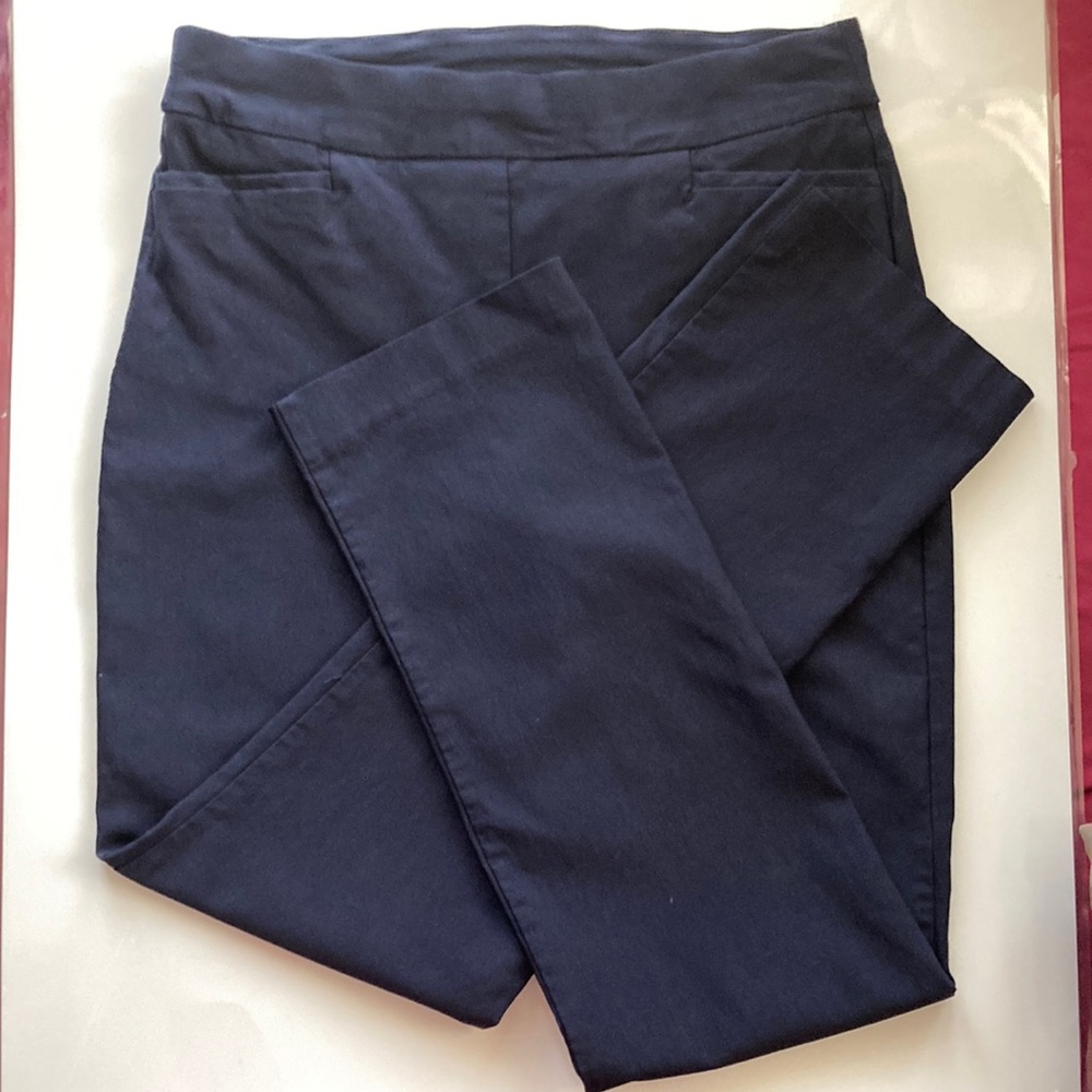 Chico’s Size 1R = 8R blue pull up pants. 2 front pockets Made in Vietnam